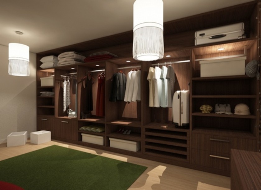 Классическая гардеробная комната из массива с подсветкой Якутск